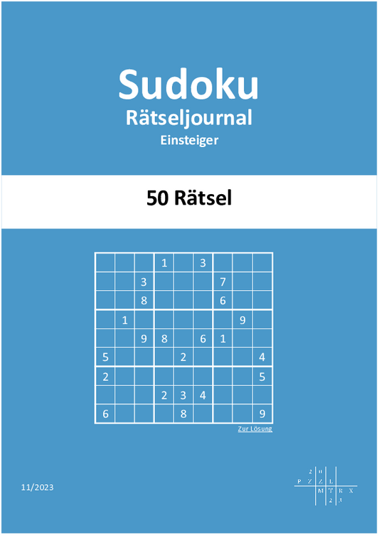 Sudoku Rätseljournal, Level: "Einsteiger", Ausgabe November 2023 (PDF Download)