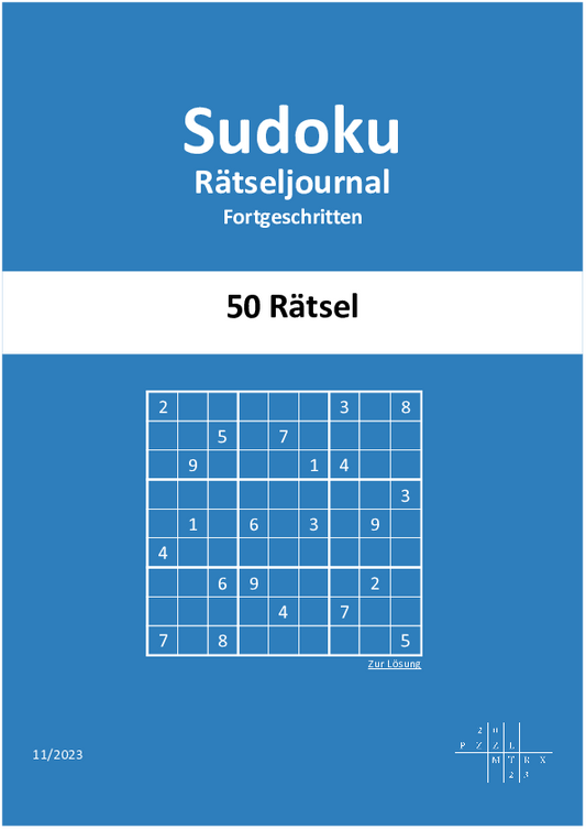 Sudoku Rätseljournal, Level: "Fortgeschritten", Ausgabe November 2023 (PDF Download)