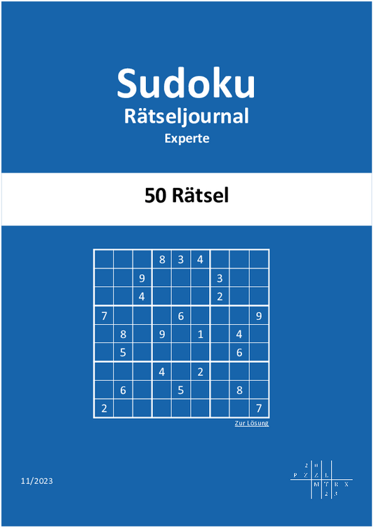 Sudoku Rätseljournal, Level: "Experte", Ausgabe November 2023 (PDF Download)